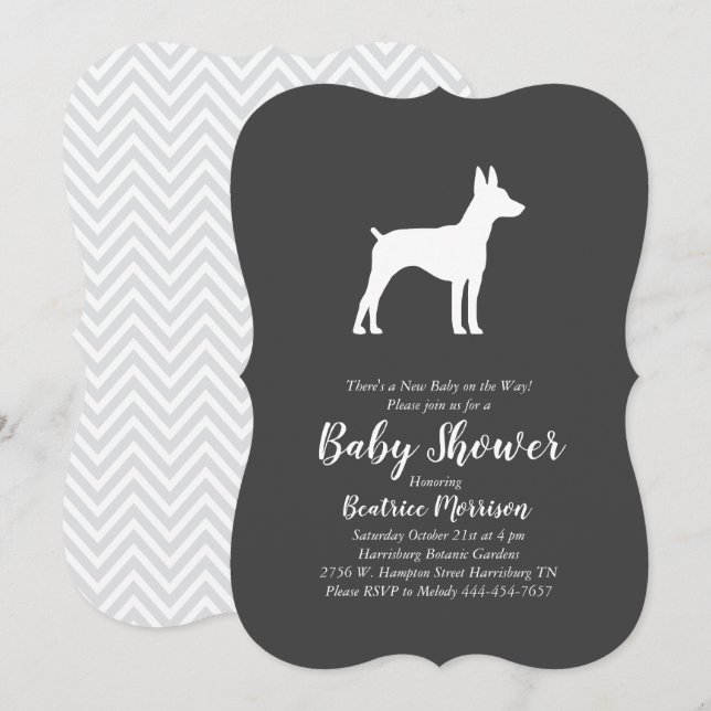 Rat Terrier Dog Baby Shower Gender Neutral Invitation (Front/Back)