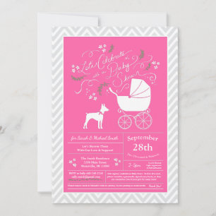 Rat Terrier Dog Baby Shower Pink Girl Invitation