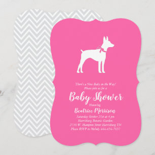 Rat Terrier Dog Baby Shower Pink Girl Invitation