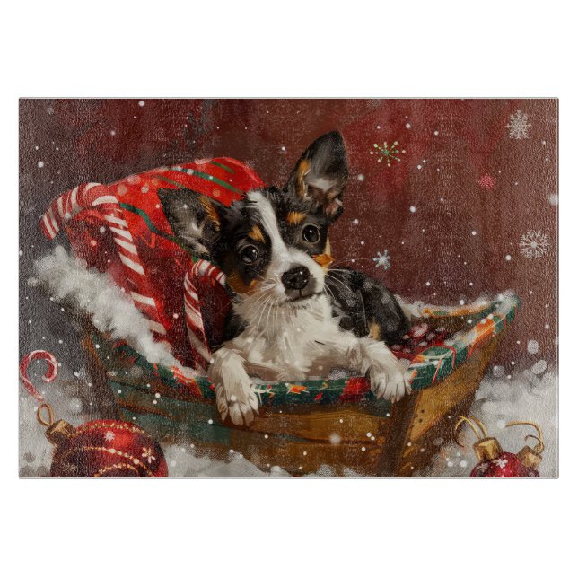 Rat Terrier Dog Christmas Festive Cutting Board (Front)