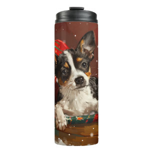 Rat Terrier Dog Christmas Festive Thermal Tumbler