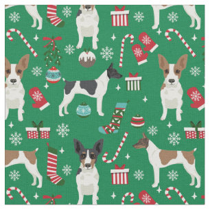 rat terrier dog christmas holiday fabric