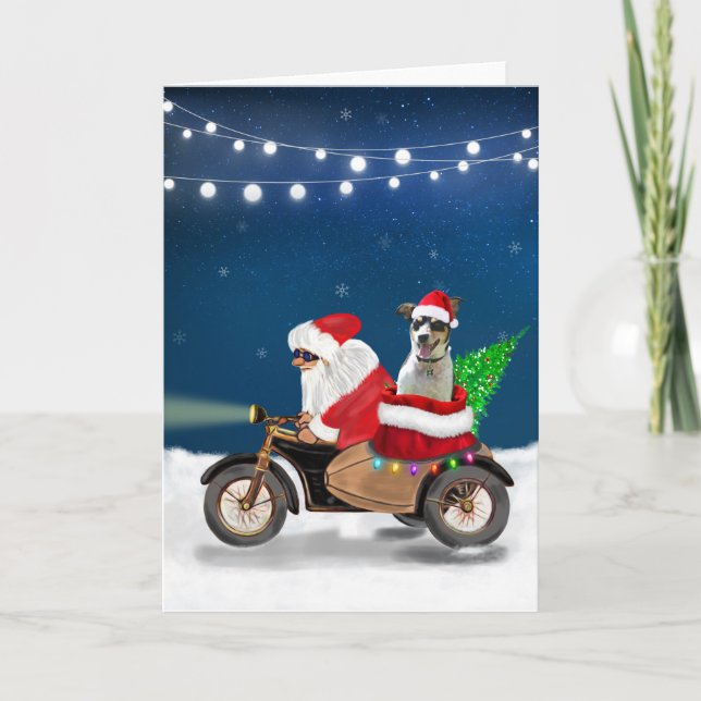 Rat Terrier Dog Christmas Santa Claus   Card (Front)