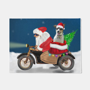 Rat Terrier Dog Christmas Santa Claus Doormat