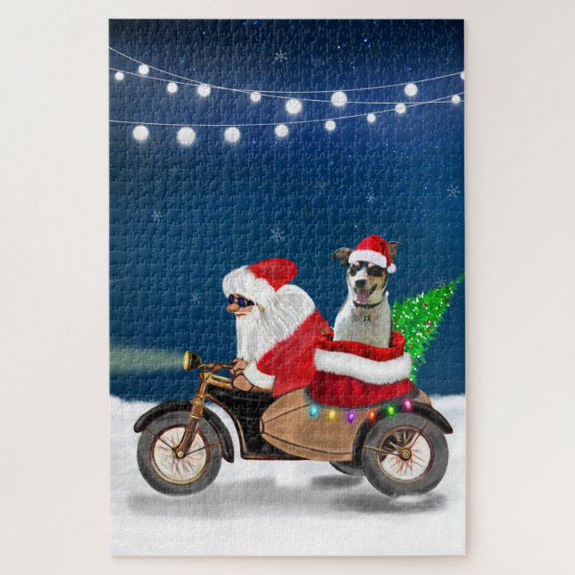 Rat Terrier Dog Christmas Santa Claus Jigsaw Puzzle (Vertical)