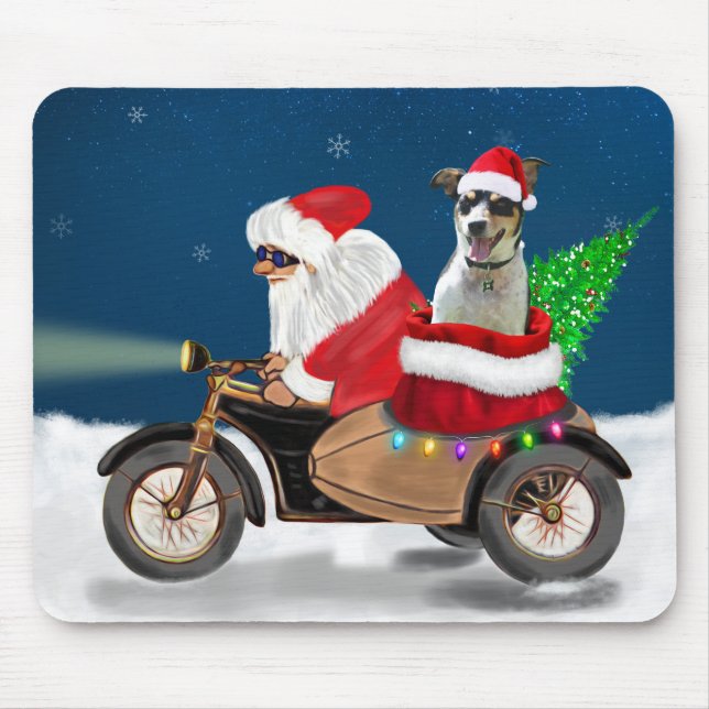 Rat Terrier Dog Christmas Santa Claus   Mouse Pad (Front)