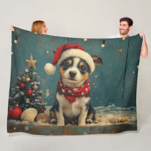 Rat Terrier Dog Christmas Vintage Beach Fleece Blanket