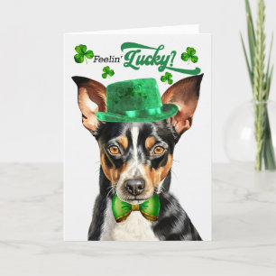 Rat Terrier Dog Feelin' Lucky St Patrick's Day Holiday Card