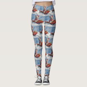 Rat Terrier Dog in Sledge Let it Snow Christmas Leggings