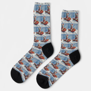 Rat Terrier Dog in Sledge Let it Snow Christmas  Socks