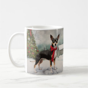 Rat Terrier Dog in Snow Christmas  Coffee Mug