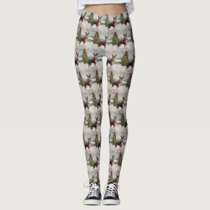 Rat Terrier Dog in Snow Christmas  Leggings