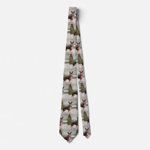Rat Terrier Dog in Snow Christmas Tie