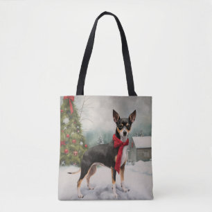 Rat Terrier Dog in Snow Christmas Tote Bag