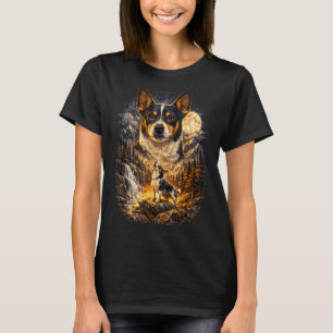 Rat Terrier Dog Nature Howling to the Moon Vintage T-Shirt