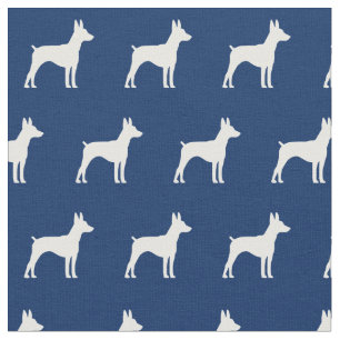 Rat Terrier Dog Silhouette Pet Navy Blue Fabric
