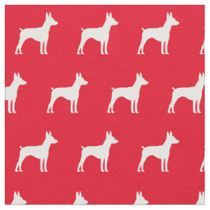 Rat Terrier Dog Silhouette Pet red Fabric