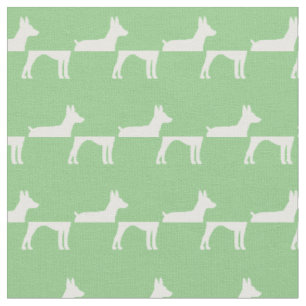 Rat Terrier Dog Silhouette Pet Sage Green Fabric