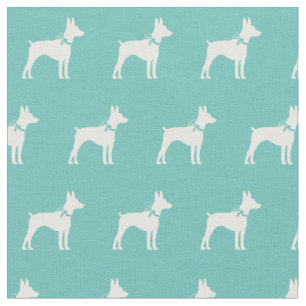 Rat Terrier Dog Silhouette Pet Teal Fabric