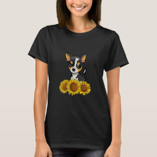 Rat Terrier Dog Sunflower Graphic for Women Cute F T-Shirt
