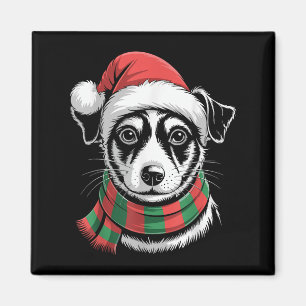 Rat Terrier Dog Xmas Santa Hat Scarf Christmas Cos Magnet