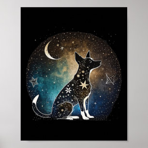 Rat Terrier Dog Yoga Stars Moon Zen Galaxy Splatte Poster