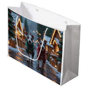 Rat Terrier Dogs Christmas Snow Holiday Large Gift Bag