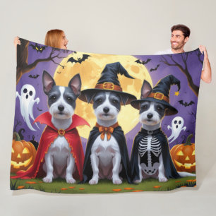 Rat Terrier Dogs Pumpkin Halloween Funny Fleece Blanket