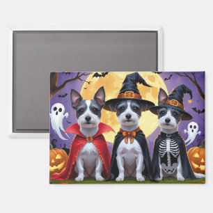 Rat Terrier Dogs Pumpkin Halloween Funny Magnet