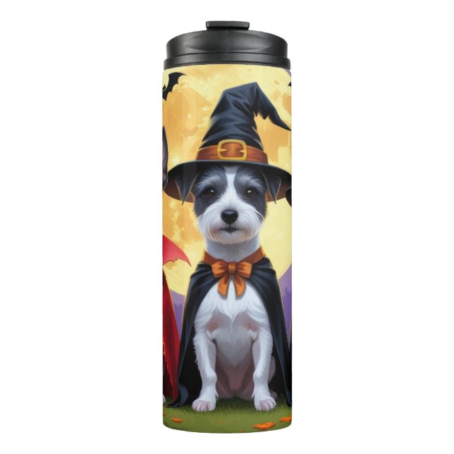 Rat Terrier Dogs Pumpkin Halloween Funny Thermal Tumbler (Front)