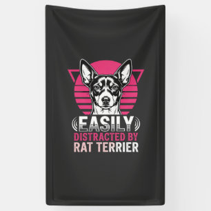 Rat Terrier Easily Distracted Retro Dog Banner