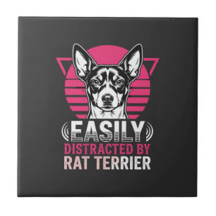 Rat Terrier Easily Distracted Retro Dog Ceramic Tile