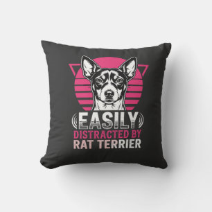 Rat Terrier Easily Distracted Retro Dog Cushion
