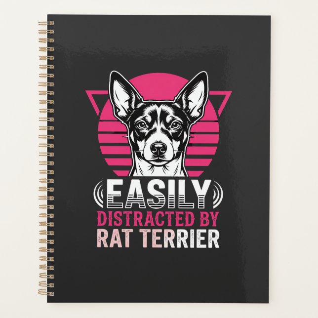 Rat Terrier Easily Distracted Retro Dog Planner (Front)