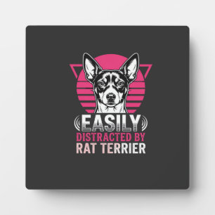 Rat Terrier Easily Distracted Retro Dog Plaque