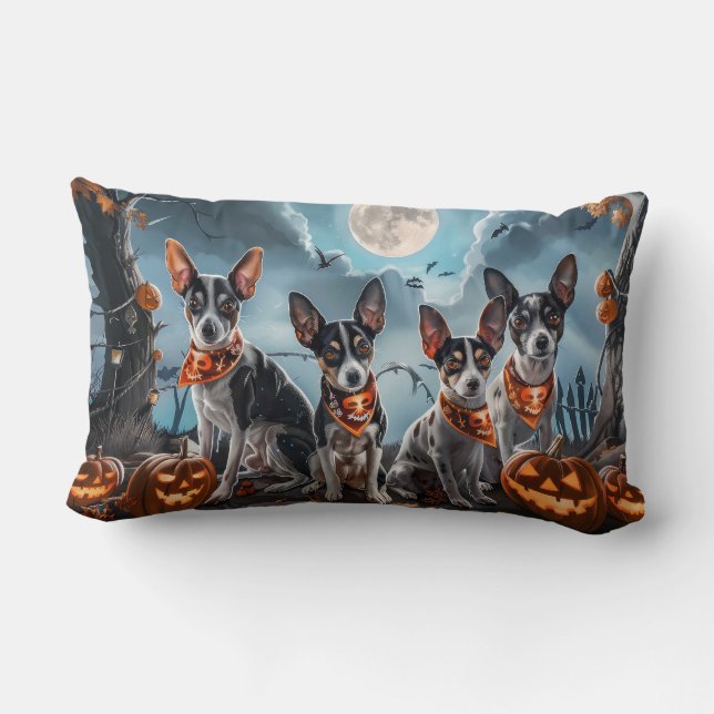 Rat Terrier Halloween Spooky  Lumbar Cushion (Back)