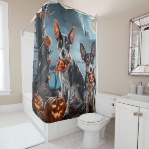 Rat Terrier Halloween Spooky  Shower Curtain