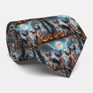 Rat Terrier Halloween Spooky Tie