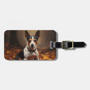Rat Terrier in Autumn Leaves Fall Inspire  Luggage Tag