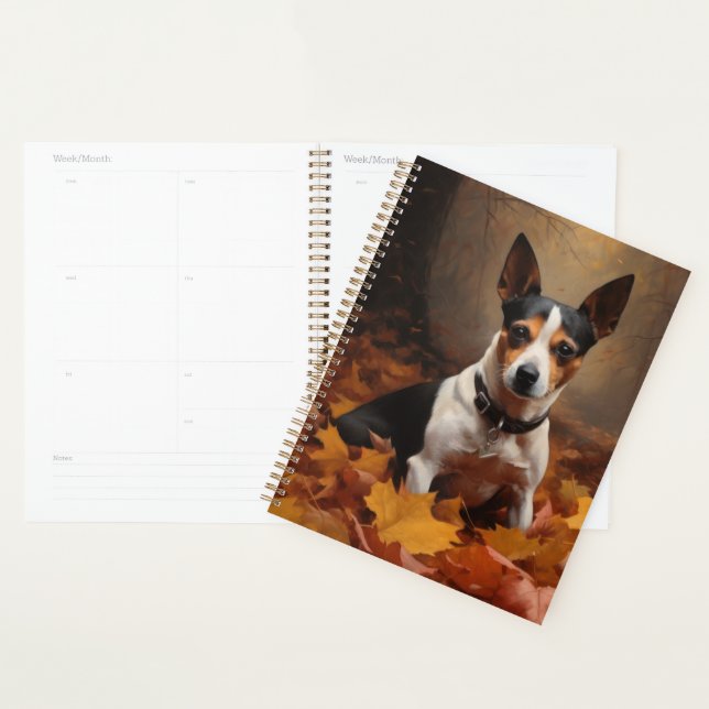 Rat Terrier in Autumn Leaves Fall Inspire  Planner (Display)