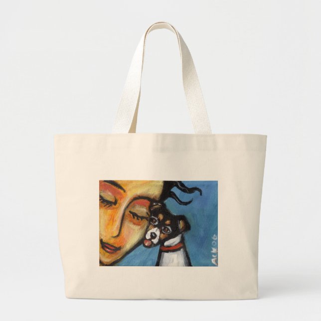 Rat Terrier kiss Large Tote Bag (Front)