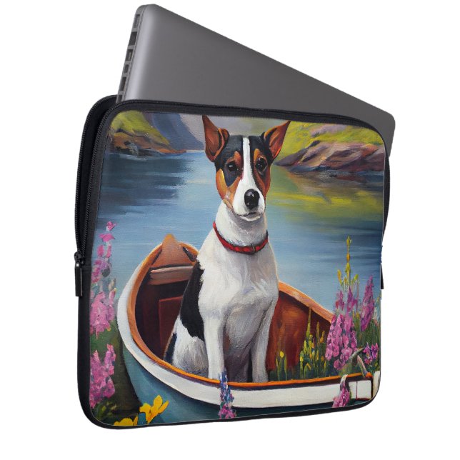 Rat Terrier on a Paddle: A Scenic Adventure Laptop Sleeve (Front Right)