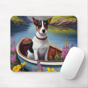 Rat Terrier on a Paddle: A Scenic Adventure Mouse Pad