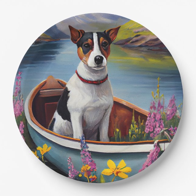 Rat Terrier on a Paddle: A Scenic Adventure Paper Plate (Front)