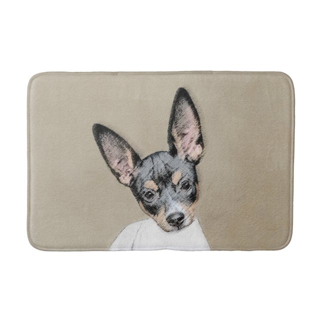 Rat Terrier Painting - Cute Original Dog Art Bath Mat (Front)