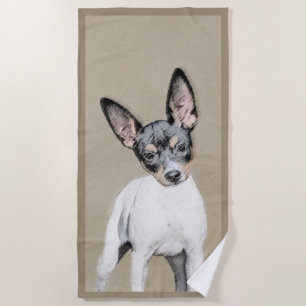 Rat Terrier Painting - Cute Original Dog Art Beach Towel