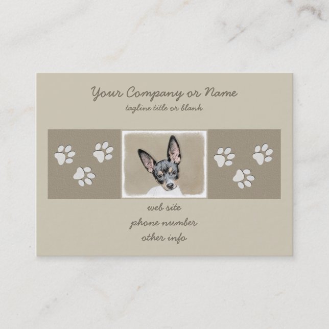 Rat Terrier Painting - Cute Original Dog Art Business Card (Front)