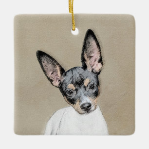 Rat Terrier Painting - Cute Original Dog Art Ceramic Ornament