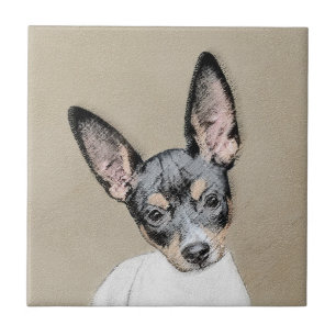Rat Terrier Painting - Cute Original Dog Art Ceramic Tile