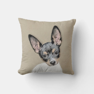 Rat Terrier Painting - Cute Original Dog Art Cushion